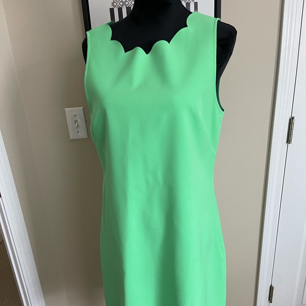 J Crew bright green scalloped dress